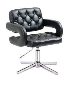 HR8403CROSS Fekete modern műbőr szék krómozott lábbal