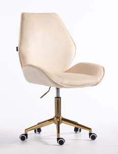 HR350K Krémszínű modern velúr szék arany lábbal