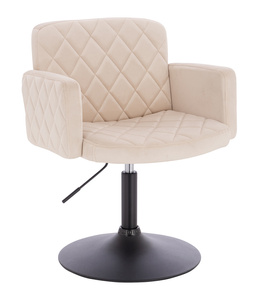 HR802N Krémszínű Modern Velúr Szék Fekete lábbal