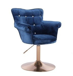 HR804CN Tengerkék modern velúr szék arany lábbal