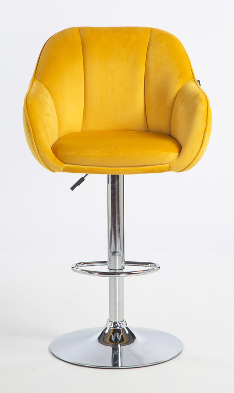 HR2055W Sárga Modern Velúr Szék Krómozott lábbal