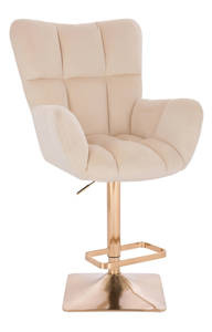 HR650KW Krémszínű modern velúr szék arany lábbal