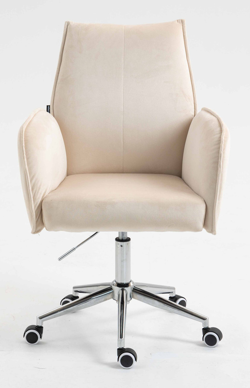 HR280K Krémszínű Modern Velúr Szék Krómozott lábbal