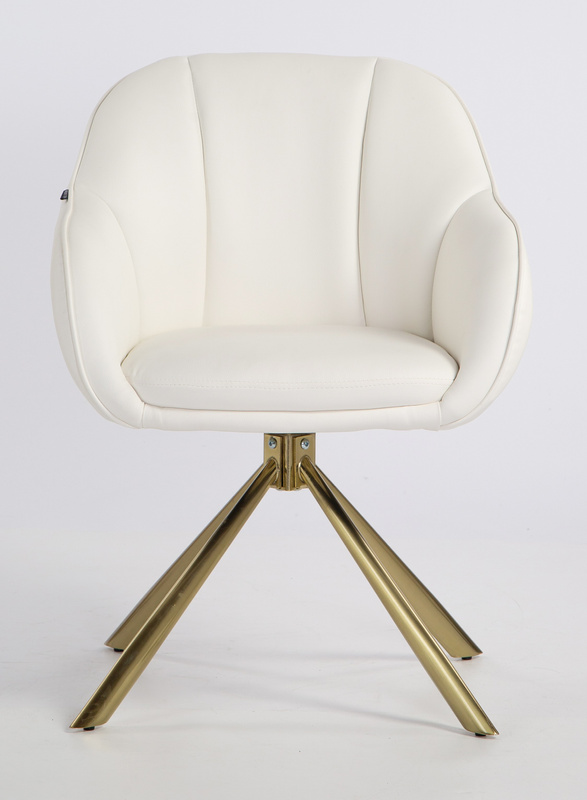 HR2055 CSILLAGLÁB Fehér Modern Műbőr Szék Aany lábbal