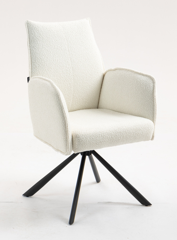 HR280 CSILLAGLÁB Krémszínű modern boucle szék fekete lábbal