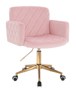 HR802K Púder Rózsaszín Modern Velúr Szék Arany lábbal