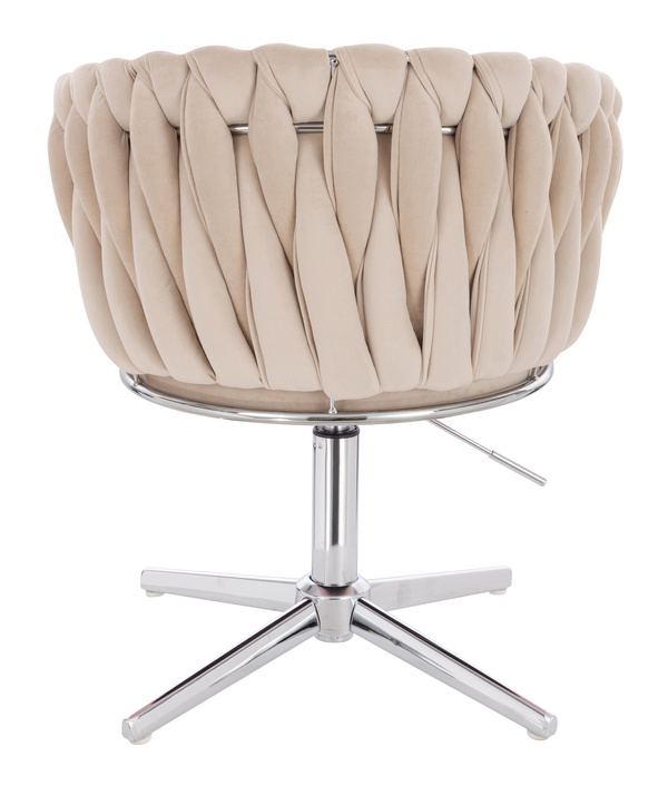 HR750CROSS Krémszínű Modern Velúr Szék Krómozott lábbal