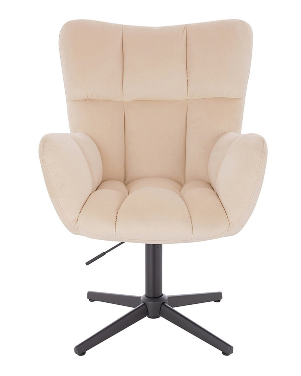 HR650CROSS Krémszínű modern velúr szék fekete lábbal
