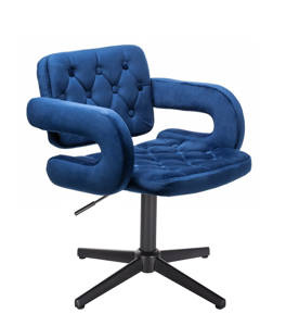 HR8403CROSS Tengerkék modern velúr szék fekete lábbal