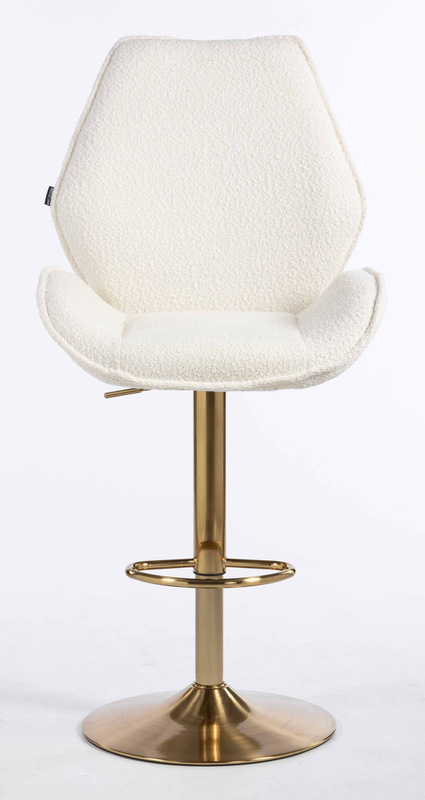 HR350W Krémszínű boucle velúr szék arany lábbal