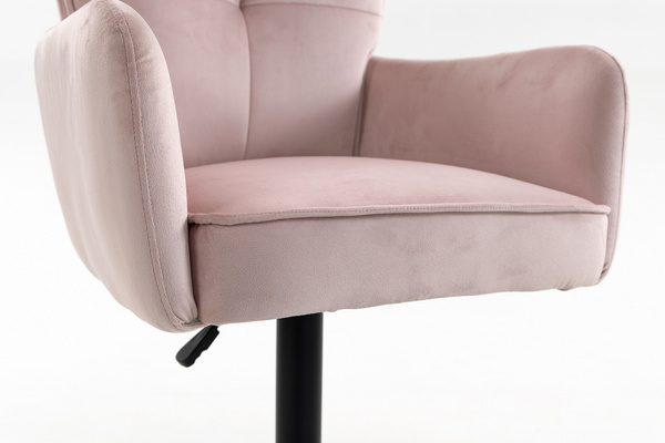 HR250KW Púder Rózsaszín modern velúr szék fekete lábbal