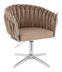 HR750CROSS Latte Modern Velúr Szék Krómozott lábbal