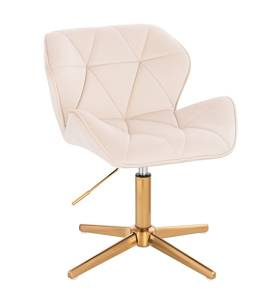 HR111CROSS Krémszínű modern velúr szék arany lábbal