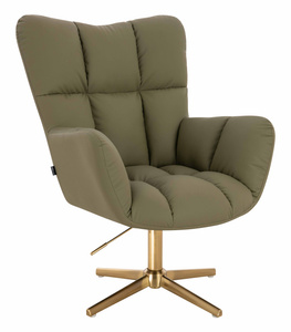 HR650CROSS Khaki Műbőr Premium Soft szék arany lábbal