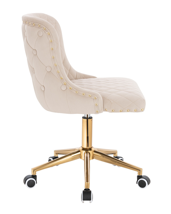 HR940K Krémszínű Modern Velúr Szék Arany lábbal