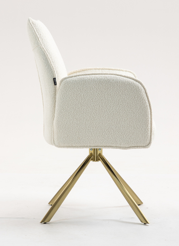 HR280 CSILLAGLÁB Krémszínű modern boucle szék arany lábbal