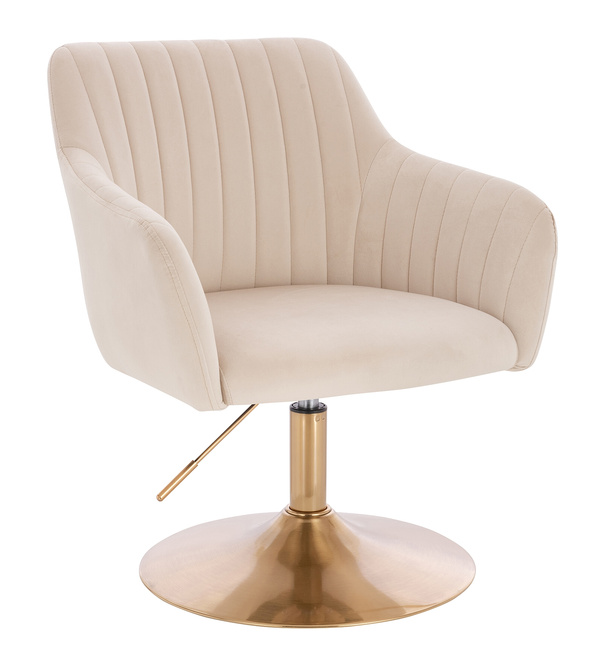 HR190N Krémszínű Modern Velúr Szék Arany lábbal