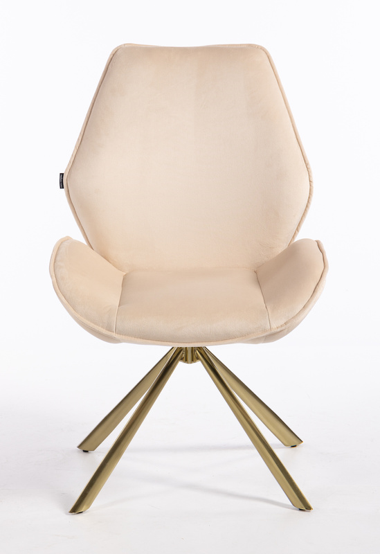 HR350 CSILLAGLÁB Krémszínű modern velúr szék arany lábbal