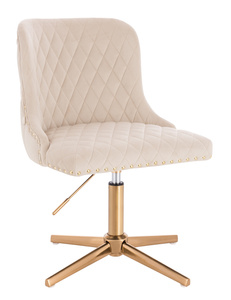 HR940CROSS Krémszínű Modern Velúr Szék Arany lábbal