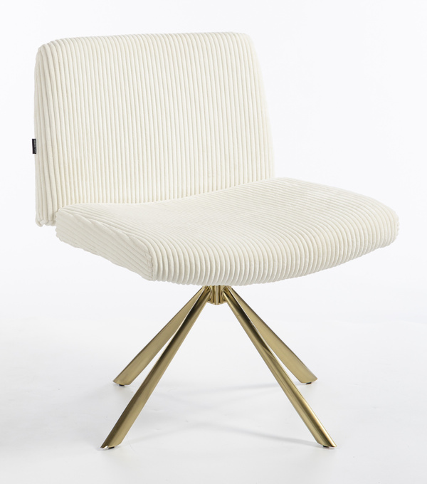 HR150 CSILLAGLÁB Fehér Modern Kordbársony Szék Arany lábbal
