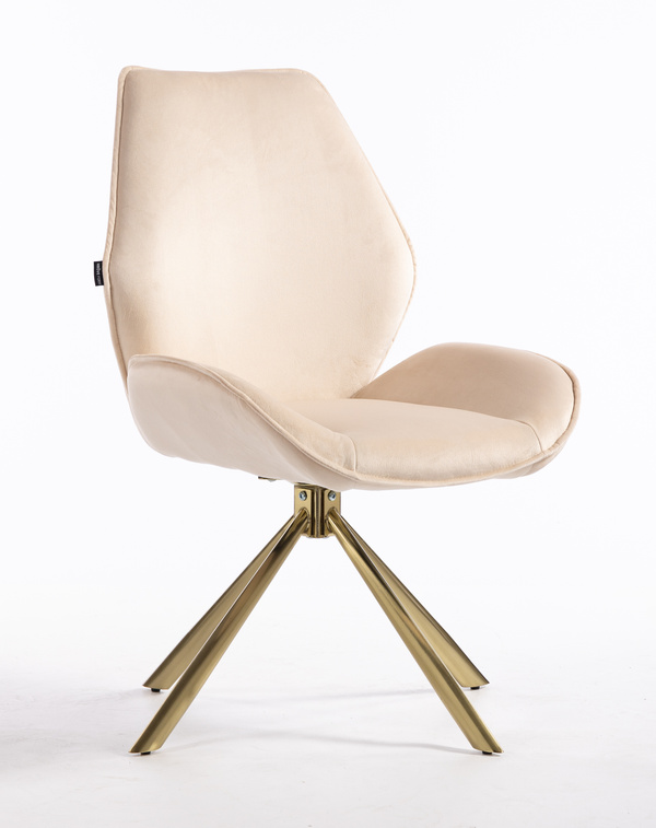 HR350 CSILLAGLÁB Krémszínű modern velúr szék arany lábbal