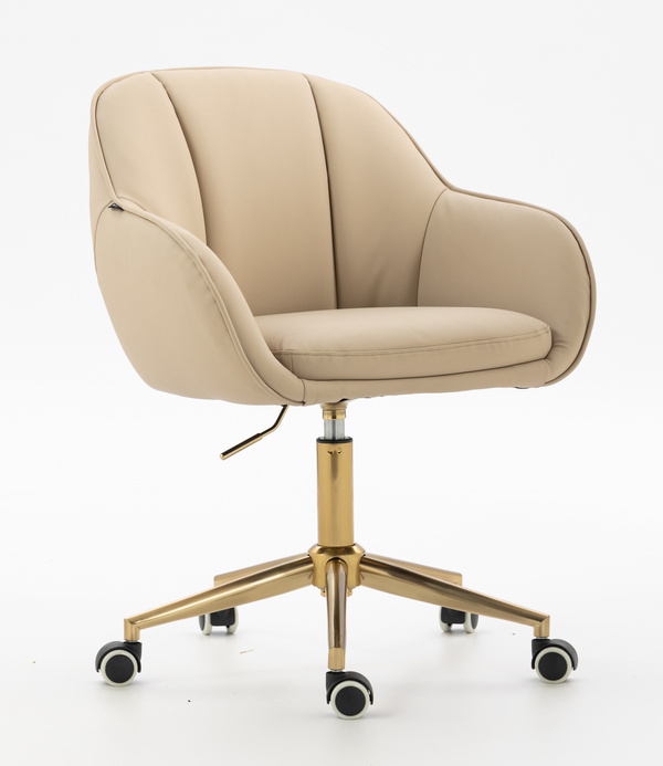 HR2055K Krémszínű Modern Műbőr Szék Aany lábbal