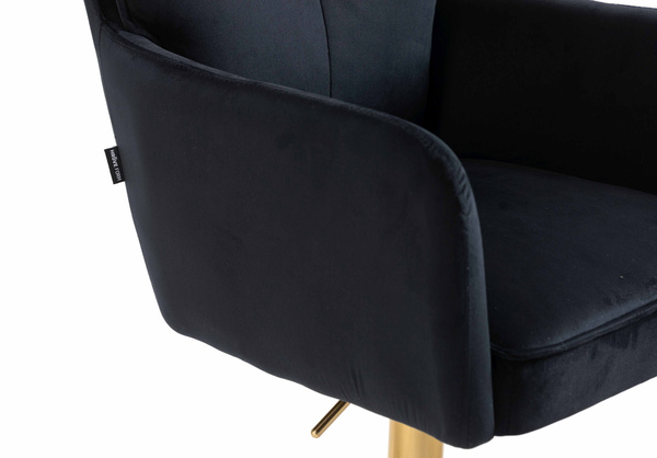 HR250W Fekete modern velúr szék arany lábbal