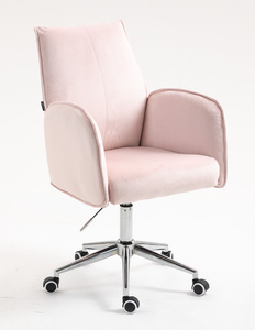 HR280K Púder Rózsaszín Modern Velúr Szék Krómozott lábbal