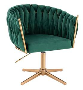 HR750CROSS Sötétzöld Modern Velúr Szék Arany lábbal