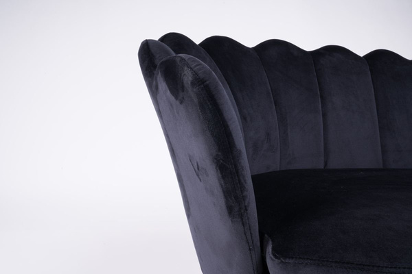 FREY Fekete modern velúr kanapé arany lábbal