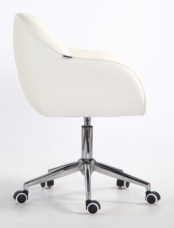 HR2055K Fehér Modern Műbőr Szék Krómozott lábbal