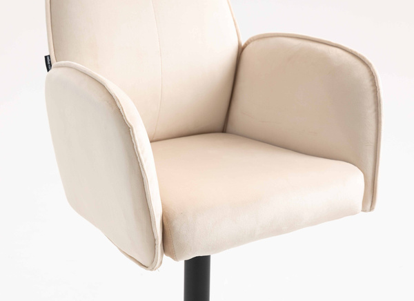 HR280W Krémszínű Modern Velúr Szék Fekete lábbal