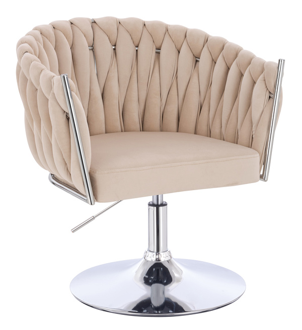 HR750N Krémszínű Modern Velúr Szék Krómozott lábbal