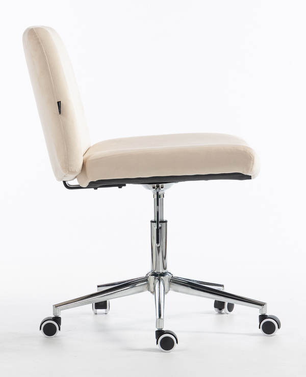 HR150K Krémszínű Modern Velúr Szék Krómozott lábbal