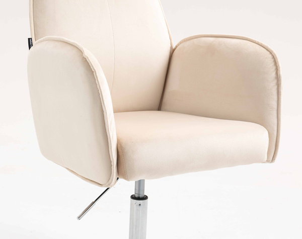 HR280N Krémszínű Modern Velúr Szék Krómozott lábbal