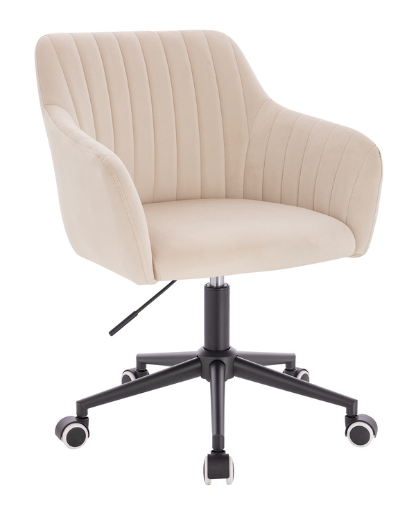 HR190K Krémszínű Modern Velúr Szék Fekete lábbal