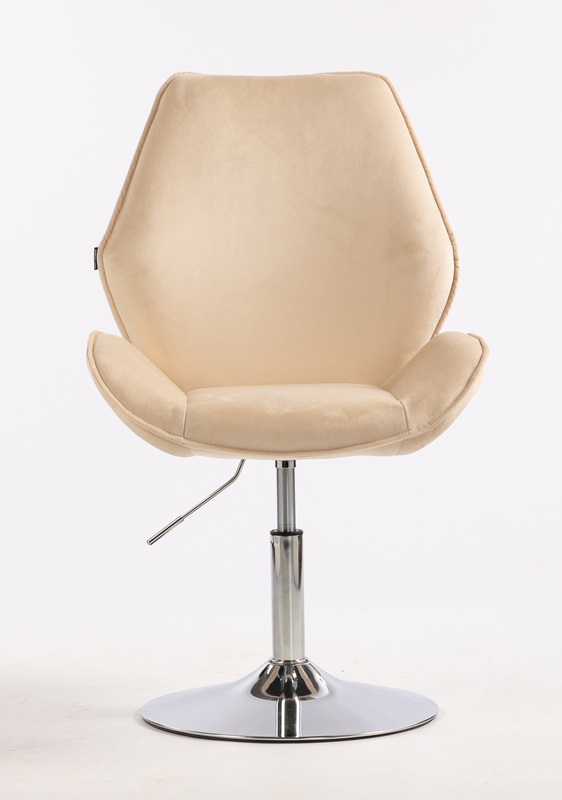 HR350N Krémszínű modern velúr szék krómozott lábbal