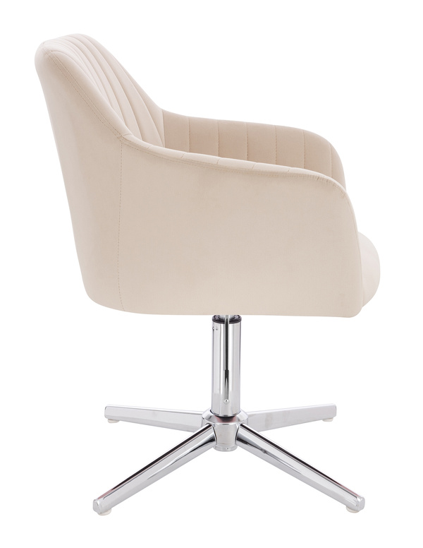 HR190CROSS Krémszínű Modern Velúr Szék Krómozott lábbal