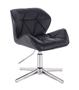 HC111CROSS Fekete modern műbőr szék krómozott lábbal