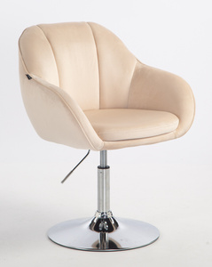 HR2055N Krémszínű Modern Velúr Szék Krómozott lábbal