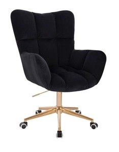 HR650K Fekete modern velúr szék arany lábbal