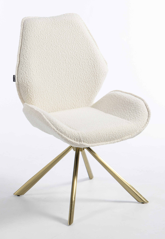 HR350 CSILLAGLÁB Krémszínű modern boucle szék arany lábbal