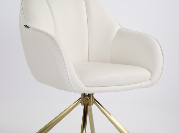 HR2055 CSILLAGLÁB Fehér Modern Műbőr Szék Aany lábbal
