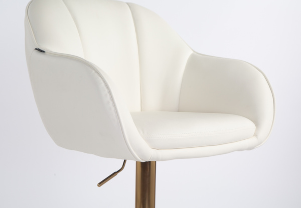 HR2055W Fehér Modern Műbőr Szék Aany lábbal