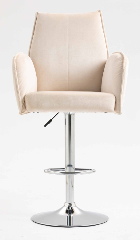 HR280W Krémszínű Modern Velúr Szék Krómozott lábbal