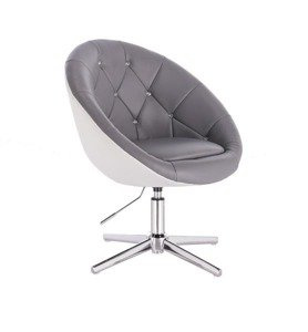 HC8516CCROSS Szürke-Fehér modern műbőr szék krómozott lábbal