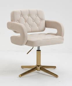 HR8403CROSS Krémszínű modern velúr szék arany lábbal