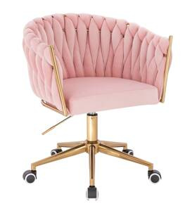 HR750K Púder Rózsaszín Modern Velúr Szék Arany lábbal