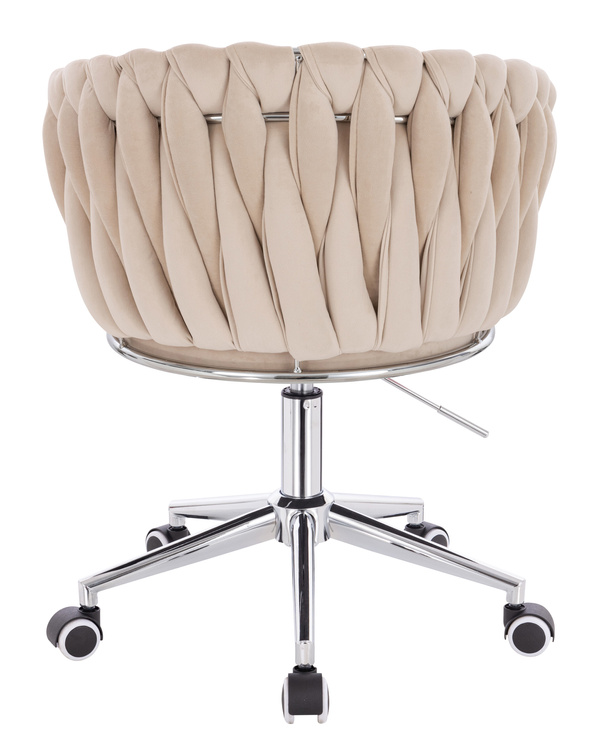 HR750K Krémszínű Modern Velúr Szék Krómozott lábbal