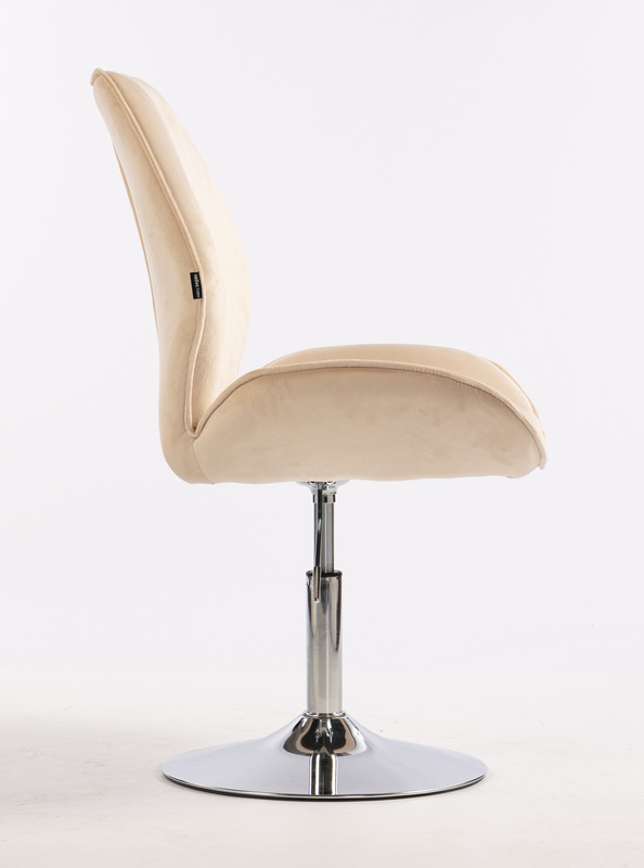 HR350N Krémszínű modern velúr szék krómozott lábbal